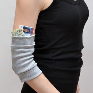Handmade Gray Arm Bands Cotton Bicep Cuffs Athletic Womens Small Festival Wallet